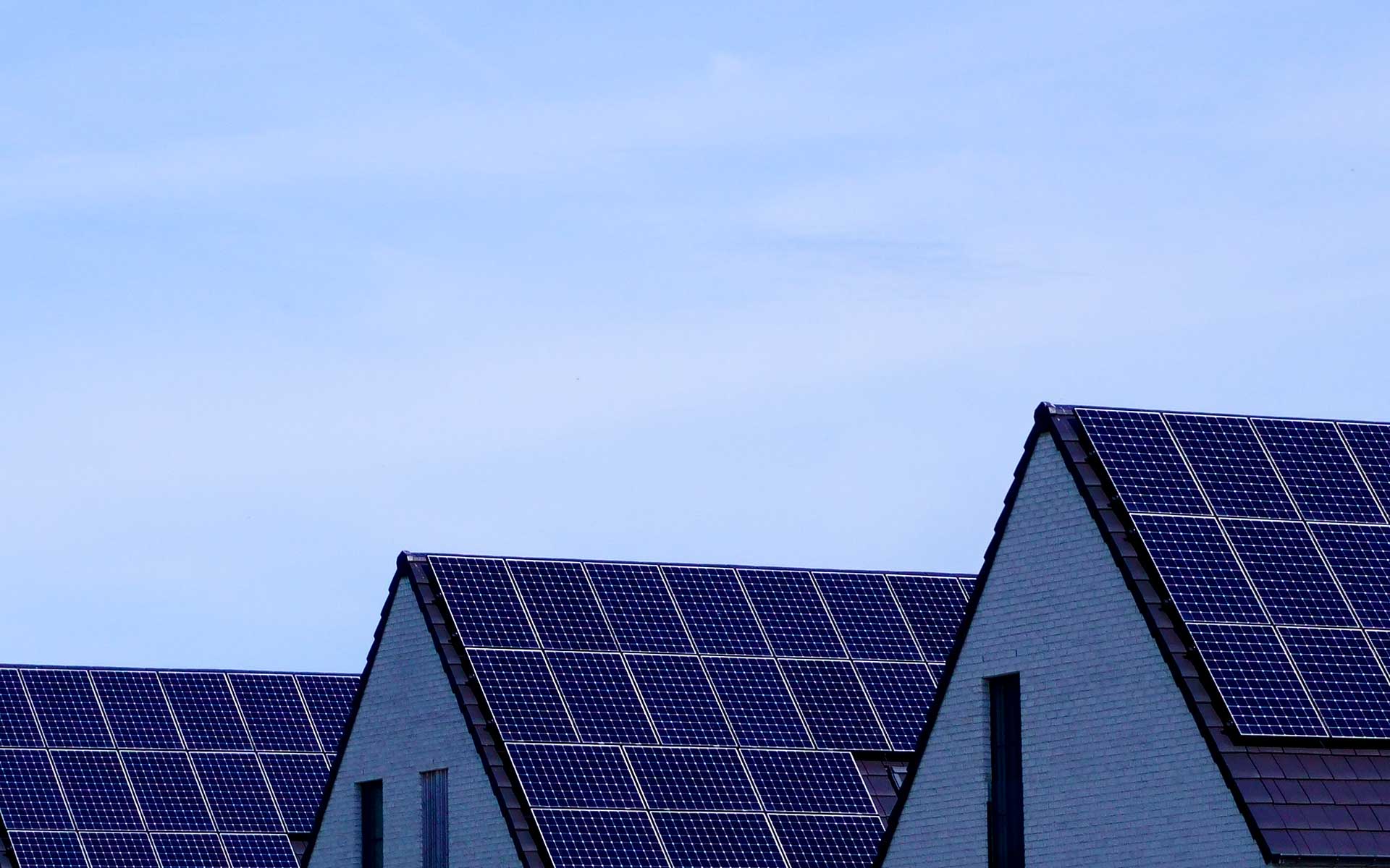Modern homes with rooftop solar panels