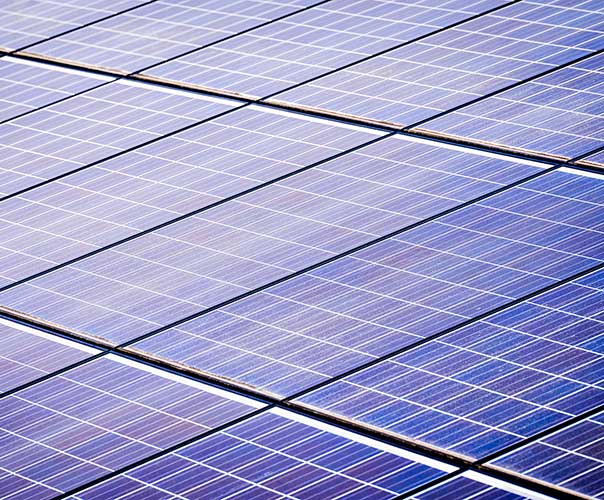 Close-up of solar panels in sunlight